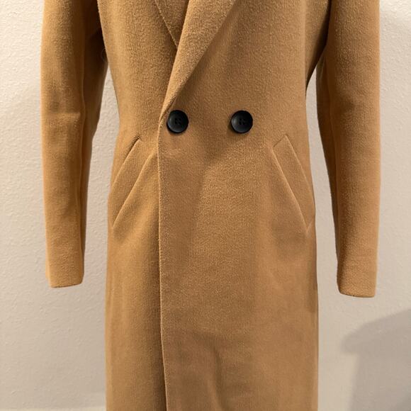 Camel Brown Wool Blend Long Coat Women Small Winter Outerwear Chic Fall Classic - Picture 3 of 6